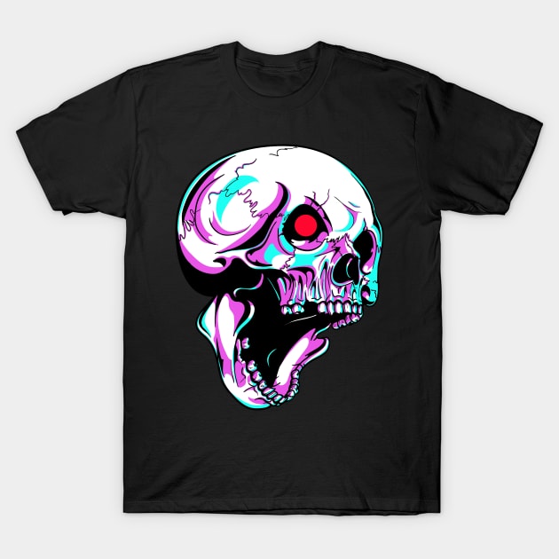 Skull Robot With Red Blinking Eye Cyborg T-Shirt by Foxxy Merch